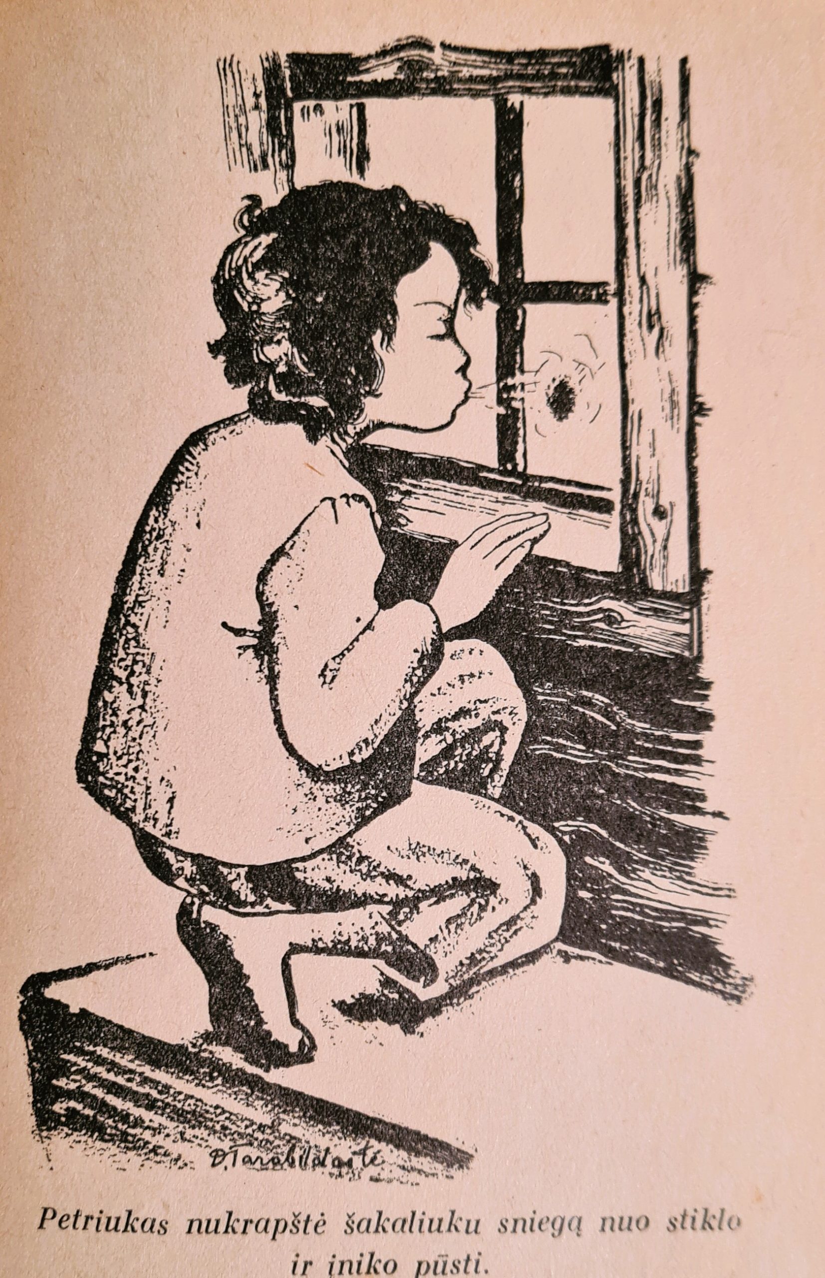 Excerpt from the publication, illustration by Domicelė Tarabildaitė (Tarabildienė) for the short story "Auksinis batelis" (The Golden Shoe). Kaunas, Šviesos printing house, 1937, digital image of the illustration, 2025.